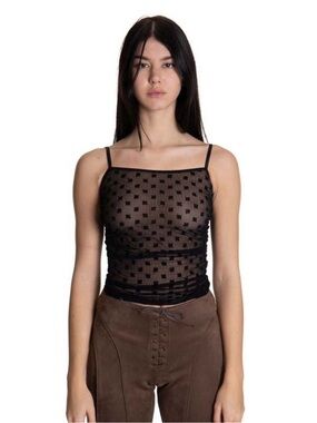 MISBHV Sheer Black Mesh Monogram Tank Top